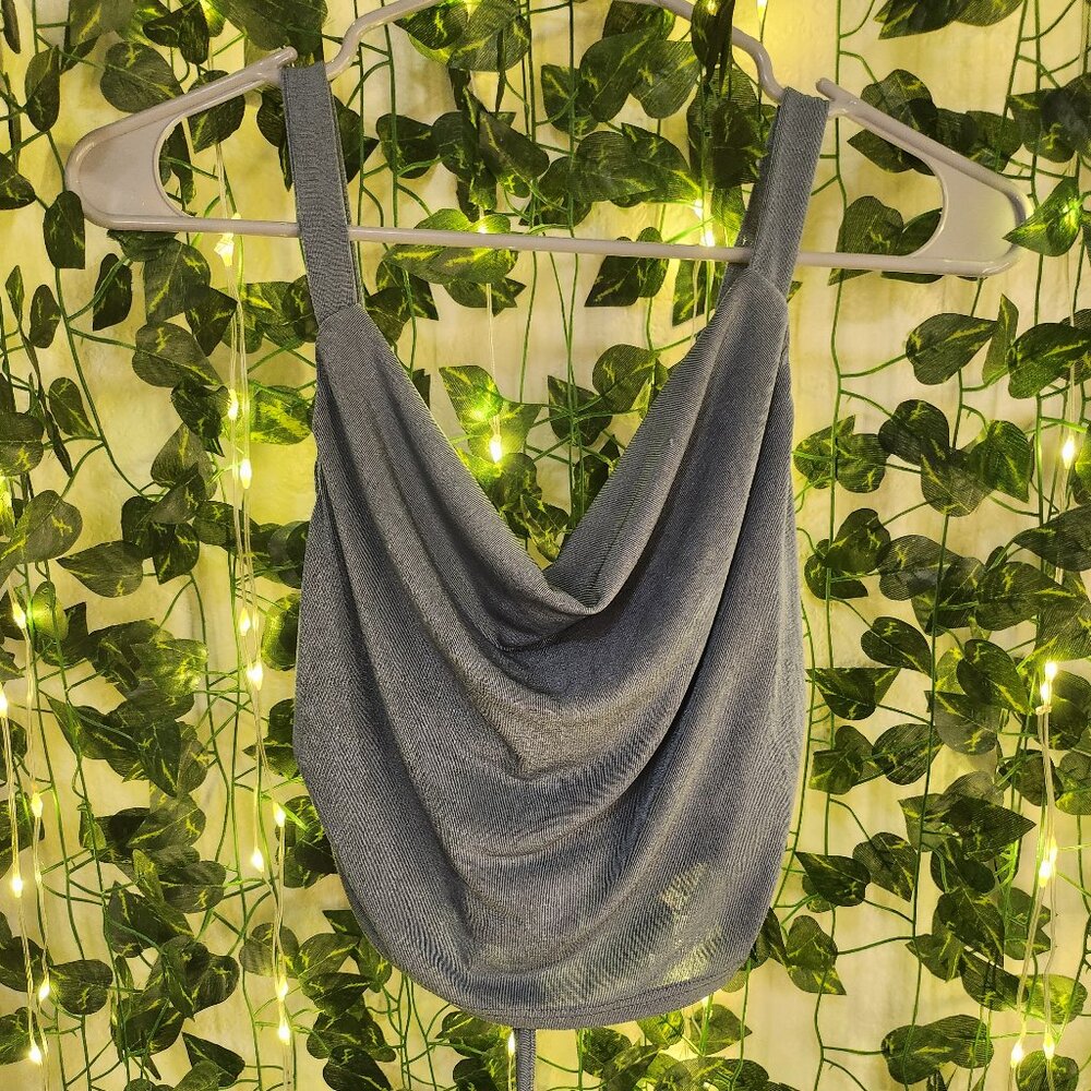 Blue tank top with corset back